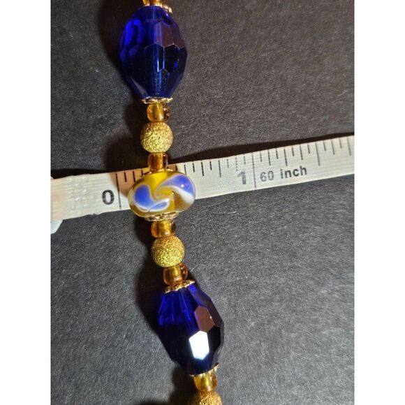 Blue and gold beaded bracelet - Picture 7 of 12
